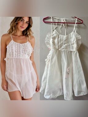 Vintage Victoria's Secret BRIDAL COLLECTION 100% Silk Babydoll Set Sz.L~NWT~RARE